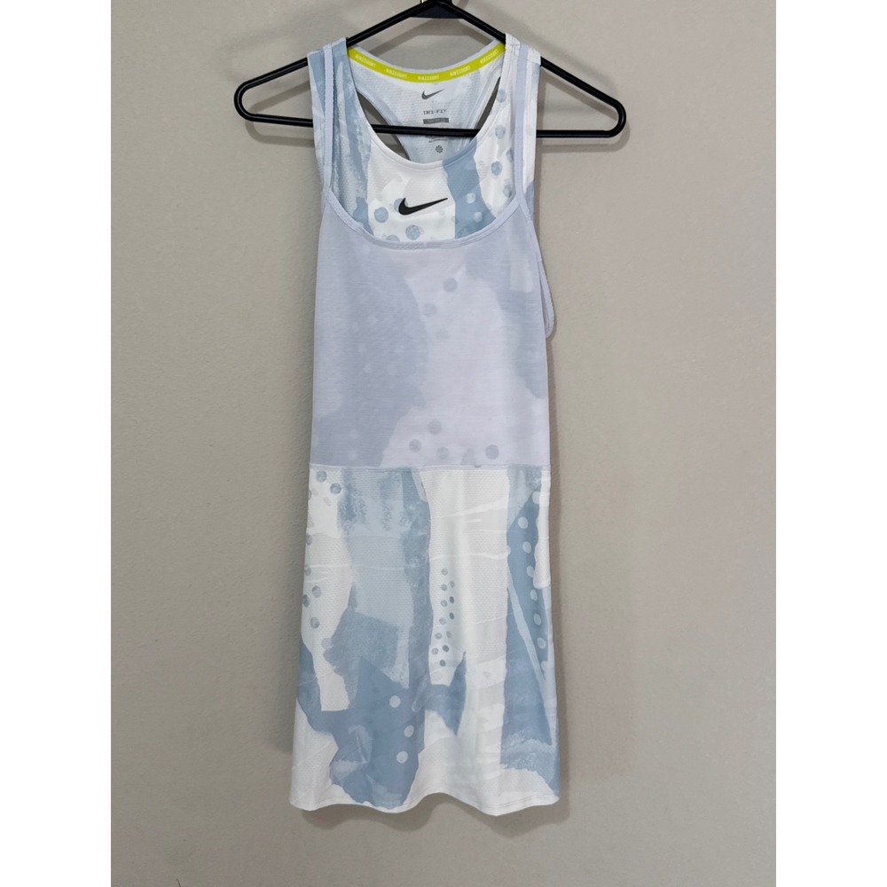 Nike Tennis Dress Womens Medium Blue White NikeCourt Dri-FIT Racerback Graphic